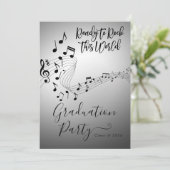 ロックモダンミュージックブラック&ホワイト卒業パーティー 招待状 (スタンド正面)