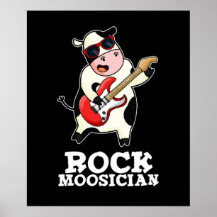 ロックモースおもしろいシアンカウミュージシャンプンダークBG ポスター
