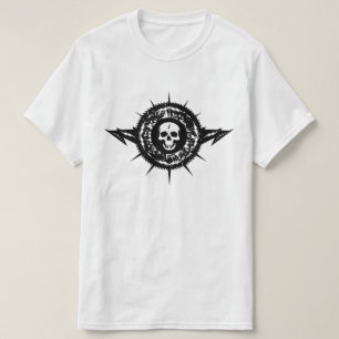 ロックユニークヘイクールメタル音楽スカル(ばちゃばちゃ)跳ねる Tシャツ