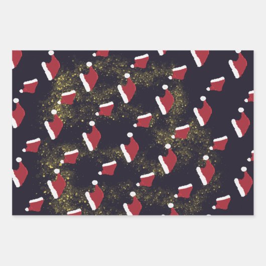 ロックユーおもしろいモアのブラック間抜けクリスマスで人気 ラッピングペーパーシート (正面3)