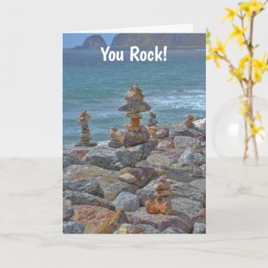 ロックユーロックビーチおもしろい誕生日カード カード (黄色い花)