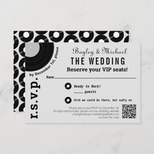ロックレコードアルバムカバーRSVP 出欠カード (正面/裏面)