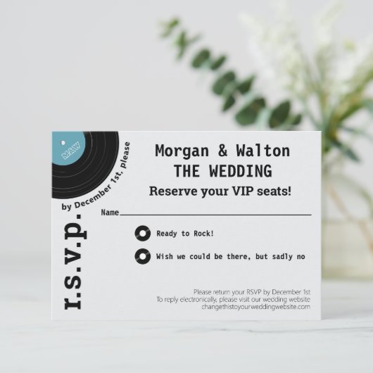 ロックレコードアルバムコンサートスタイルシンプルRSVP 出欠カード (スタンド正面)