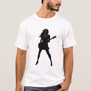 ロックレディ – ガールズ遊ギター – シルエット Tシャツ