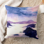 ロックロモンドパープルウォーターカラー風景クッション クッション (ブランケット)