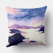 ロックロモンドパープルウォーターカラー風景クッション クッション (裏面)