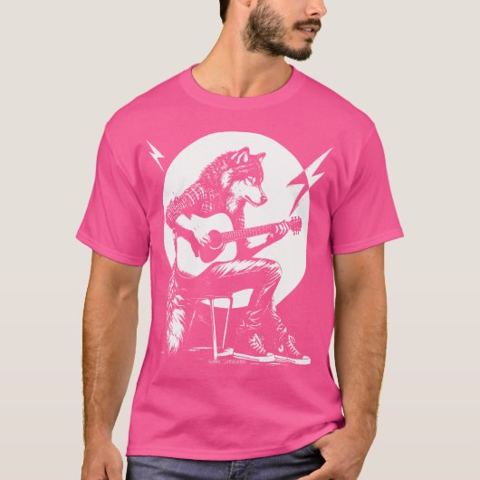 ロックンウルフ遊のアコースティックギター Tシャツ (正面)