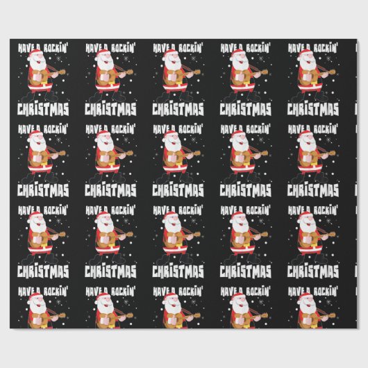 ロックンクリスマスギタリストのギターXmaをおもしろい持つ ラッピングペーパー (フラット)