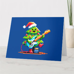 ロックンクリスマスツリーおもしろいピクセルアートホリデーミュージック カード