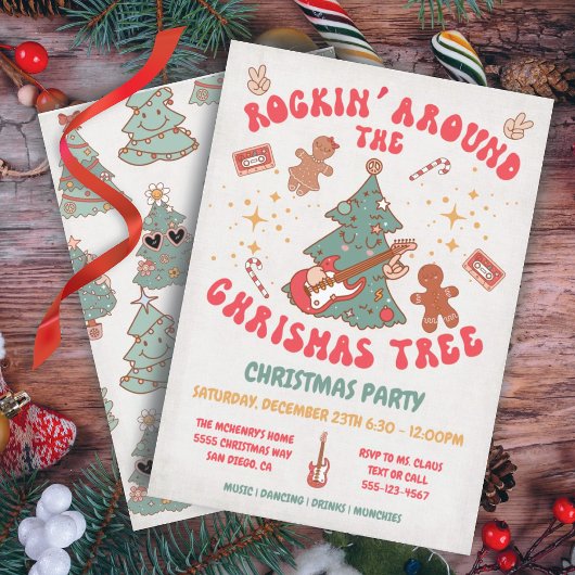 ロックンクリスマスツリーヒッピーレトロパーティー 招待状