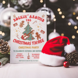 ロックンクリスマスツリーヒッピー誕生日3パーティー 招待状