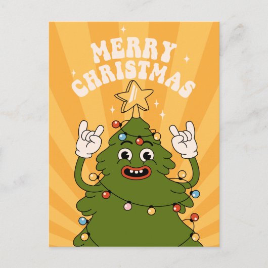 ロックンクリスマスツリー – フェスティバルホリデージャム シーズンポストカード (正面)