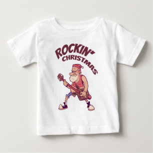 ロックンクリスマス、サンタとギターインヴィータ ベビーTシャツ