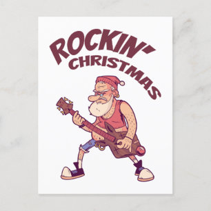 ロックンクリスマス、サンタとギターインヴィータ ポストカード