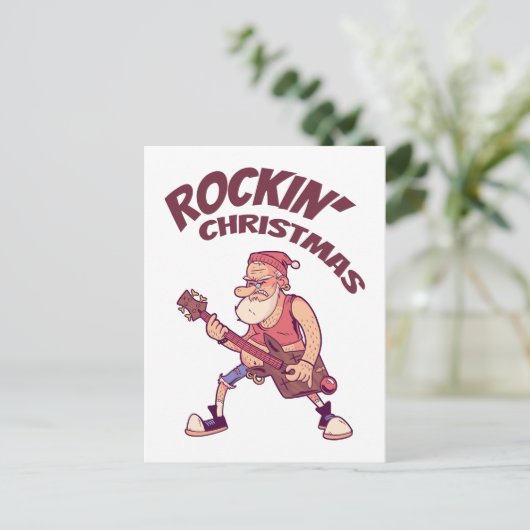 ロックンクリスマス、サンタとギターインヴィータ ポストカード (スタンド正面)