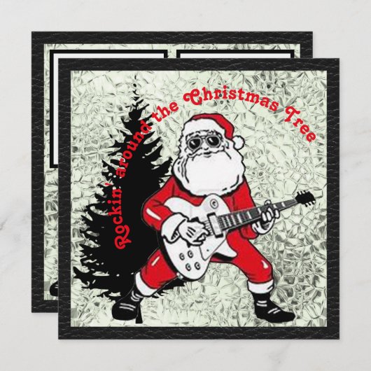 ロックンザのまわりにクリスマスツリーフラットカード シーズンカード (正面/裏面)