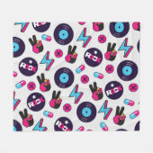 ロックンヒッピー：ビニールヴィンテージ柄 フリースブランケット (正面(横))