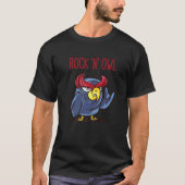 ロックンフクロウ悪魔の角ロックアンドロール重い出会い Tシャツ (正面)