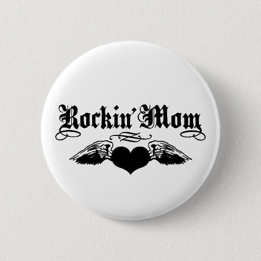 ロックンママ 缶バッジ (正面)
