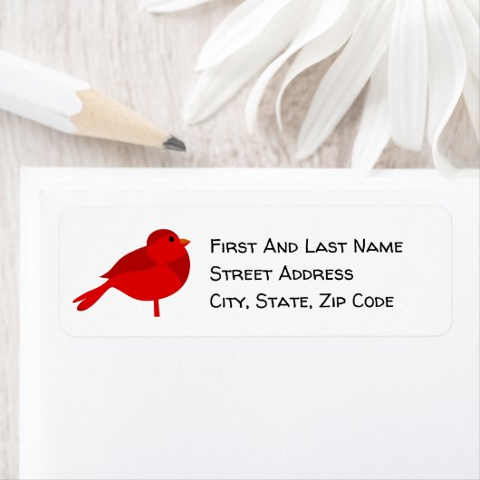 ロックンロビンかわいい赤（鳥）ショウジョウコウカンチョウ自然漫画 ラベル (インサイチュ)
