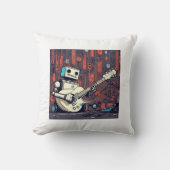 ロックンロボット:ギタリストロボットプリント装飾用クッション クッション (正面)