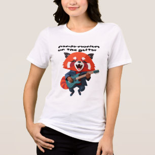 ロックンロールするレッドパンダのギター カートゥーン トライブレンドTシャツ