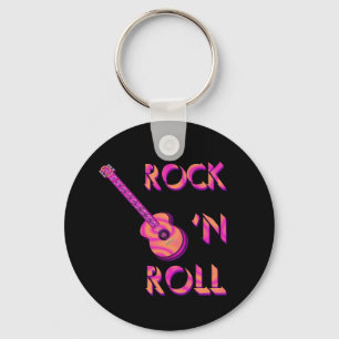 ロックンロールのアコースティックギターKeychain キーホルダー