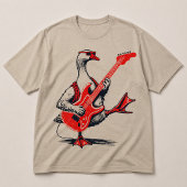 ロックンロールのガチョウが赤いエレキギターを激しく演奏 トライブレンドTシャツ