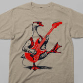 ロックンロールのガチョウが赤いエレキギターを激しく演奏 トライブレンドTシャツ