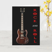 ロックンロールのギターの挨拶状 カード (黄色い花)
