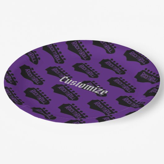 ロックンロールのギターパターン ペーパープレート (アングル)