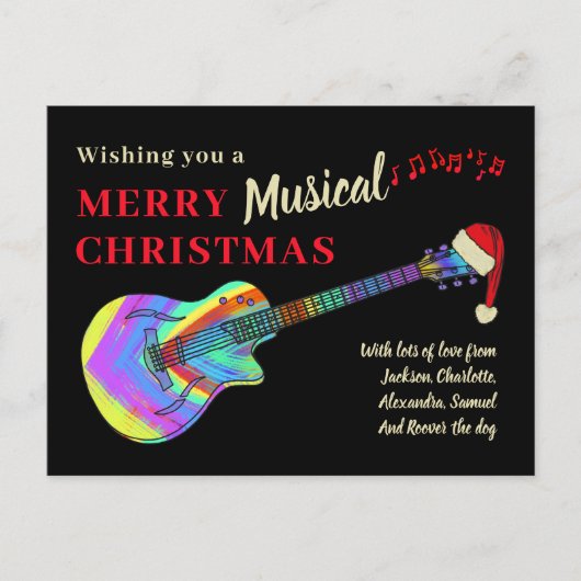 ロックンロールのクリスマスギター予算 シーズンポストカード (正面)
