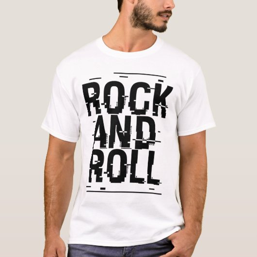 ロックンロールのタイポグラフィロゴデザイン Tシャツ (正面)