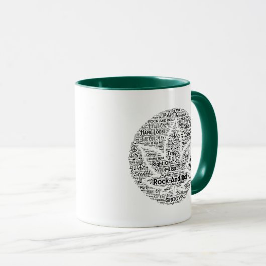 ロックンロールのポットの葉の単語の芸術 マグカップ (正面右)