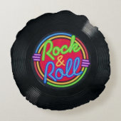 ロックンロールのヴィンテージのビニールの装飾用クッション ラウンドクッション (裏面)