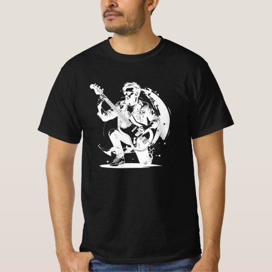 ロックンロールの伝説のベース奏者のシンボルSVG Tシャツ (正面)