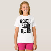 ロックンロールの太字ディストressedロゴデザイン tシャツ (正面フル)