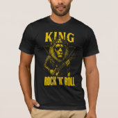 ロックンロールの王様のライオン 冠とギター Tシャツ (正面)