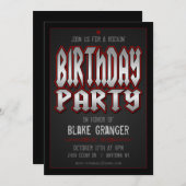 ロックンロールの誕生日のパーティの招待状 招待状 (正面/裏面)