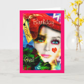 ロックンロールの誕生日の女の子 カード (黄色い花)