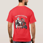 ロックンロールの陽気なバイクに乗ったサンタのギャング Tシャツ (裏面)