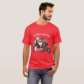 ロックンロールの陽気なバイクに乗ったサンタのギャング Tシャツ (正面フル)