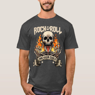 ロックンロールは死なない ビンテージ レトロ ロックンロール ロック Tシャツ