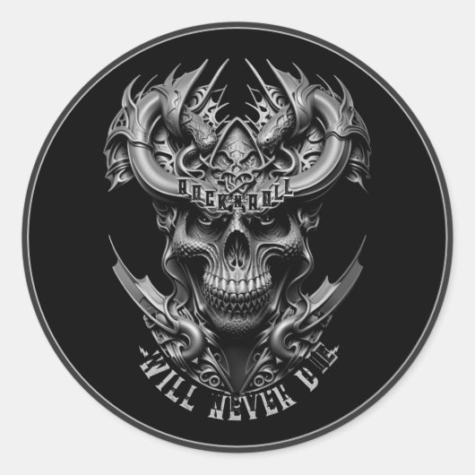 ロックンロールは決して重金属の懸命岩を死なない ラウンドシール (正面)