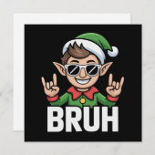 ロックンロールエルフBruh面白いうるさいクリスマス シーズンカード (正面/裏面)