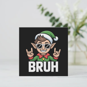 ロックンロールエルフBruh面白いうるさいクリスマス シーズンカード