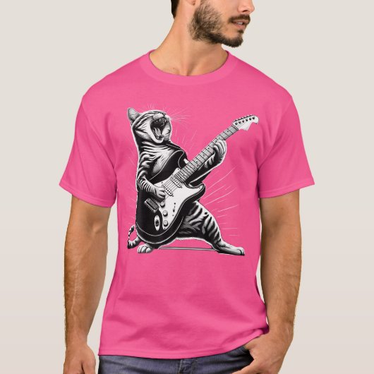 ロックンロールキャット遊のギター Tシャツ (正面)