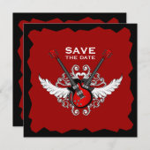 ロックンロールギターのSave the Date招待状 セーブザデート (正面/裏面)