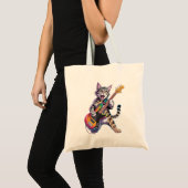 ロックンロールギターを弾く猫 トートバッグ (正面(商品))