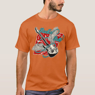 ロックンロールギターエンジェルウィングス1950sロカビリーロック tシャツ